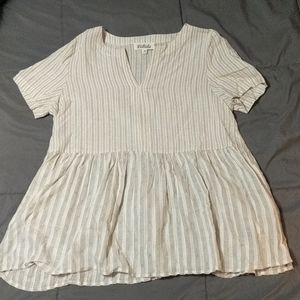 Striped babydoll Boutique cream/tan shirt